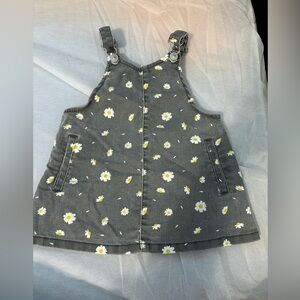 Gray Floral Pinafore Dress